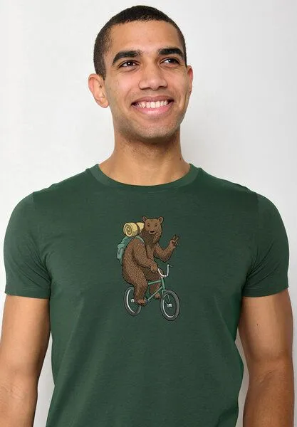 GreenBomb GREENBOMB Animal Bear Bike 2 Guide - Sportliches T-Shirt aus Bio-Baumwolle / hochwertiger Print / GOTS / Fair & Vegan, Grün (flaschengrün), – Produktbild 4 von 4