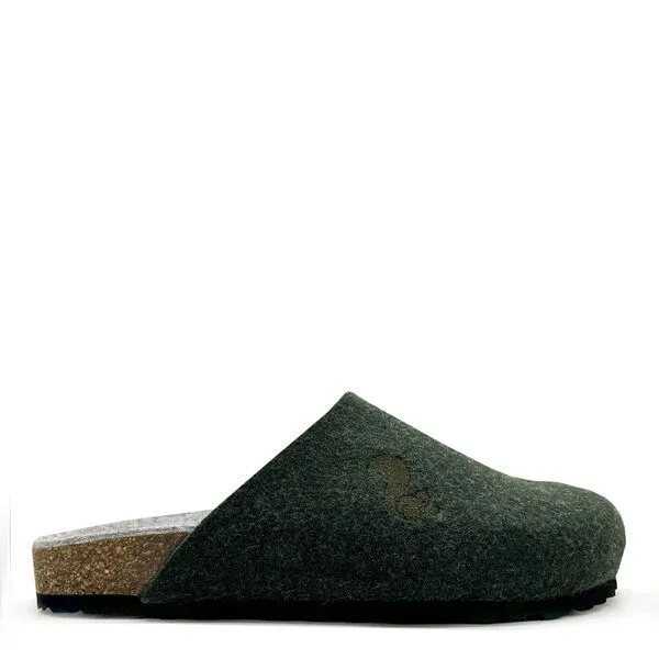 thies Veganer Bio Clog "thies ® PET" aus weichem Filz, Moss green (dunkel grün), – Produktbild 1 von 4