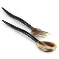 El Puente El Puente Salatbesteck | Fair Trade & Handmade aus Indien, Natur,schwarz, – Produktbild 1 von 1