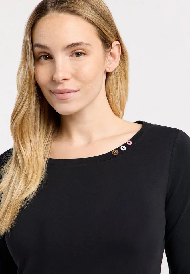 ragwear ragwear Langarmshirt FLLORAH LONG GOTS Bestseller aus Single Jersey mit softem Finish und Knöpfen, Schwarz, – Produktbild 5 von 5
