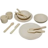 PlanToys PlanToys Geschirr Set für die Kinderküche aus recyceltem Kautschukholz Durchmesser 16 cm, Höhe 1,9 cm – Produktbild 1 von 1