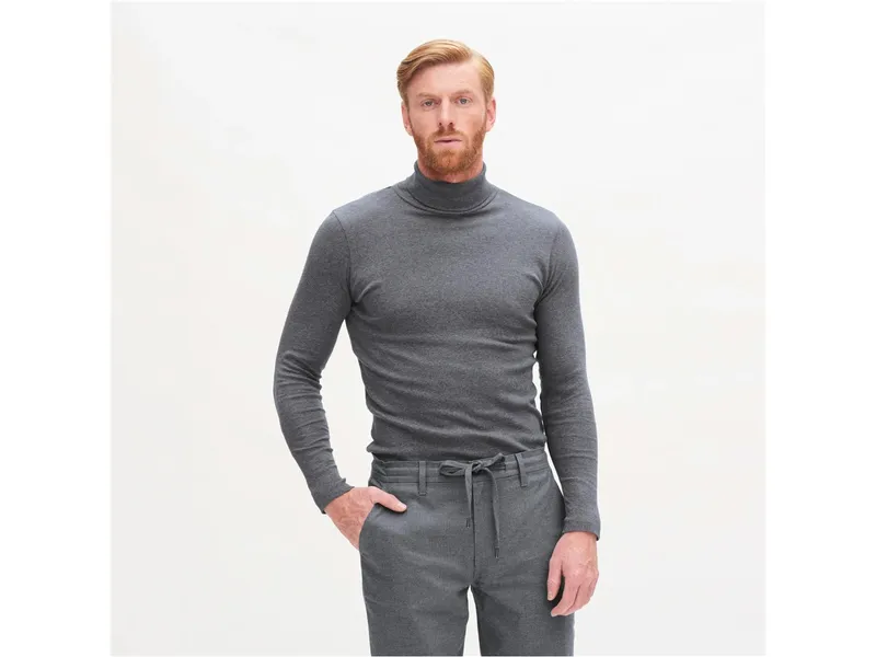 Living Crafts Living Crafts Rollkragen-Shirt Helge, grey melange L, Grau, – Produktbild 2 von 2