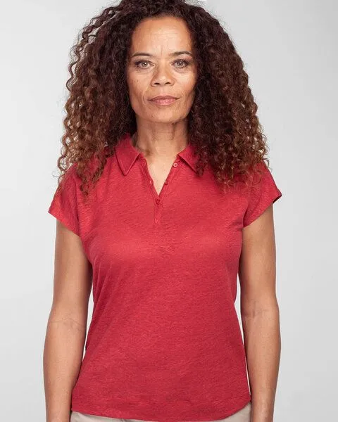 Alma & Lovis Alma & Lovis Leinenshirt im Polostyle aus 100% Leinen | Linen Polo, Rot, – Produktbild 1 von 3