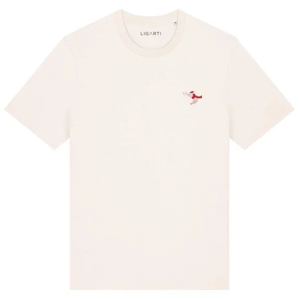 LIGARTI Besticktes T-Shirt – Jean-Luc die Weihnachtsgarnele – LIGARTI Tiermanufaktur, Cremeweiß, – Produktbild 1 von 3