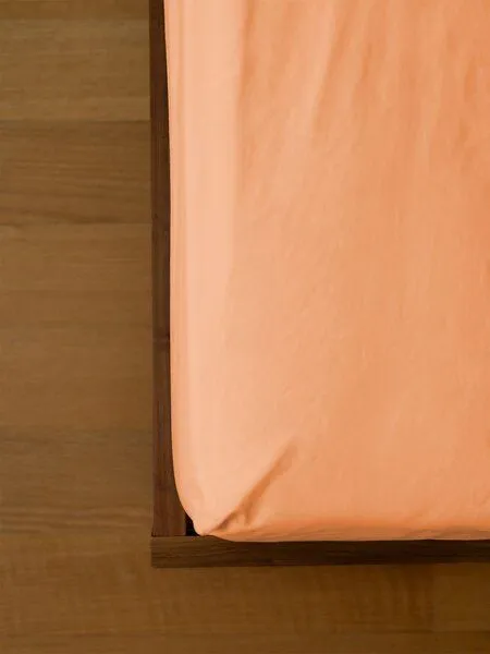 erlich textil erlich textil Cotton Select Spannbettlaken aus Bio-Baumwolle, made in Europe, Papaya, – Produktbild 2 von 5