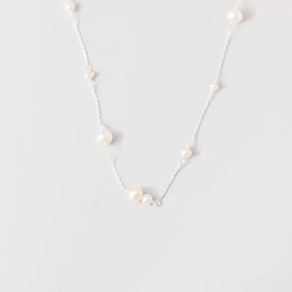 fejn jewelry fejn jewelry Kette station pearl mit Süßwasserperlen, Silber, – Produktbild 3 von 4