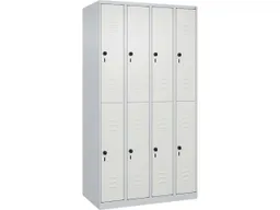 C+P C+P Doppelstock-Spind Classic PLUS, 8 Fächer, 1850x1000x500mm, Lichtgrau/Verkehrsweiß – Produktbild 1 von 1