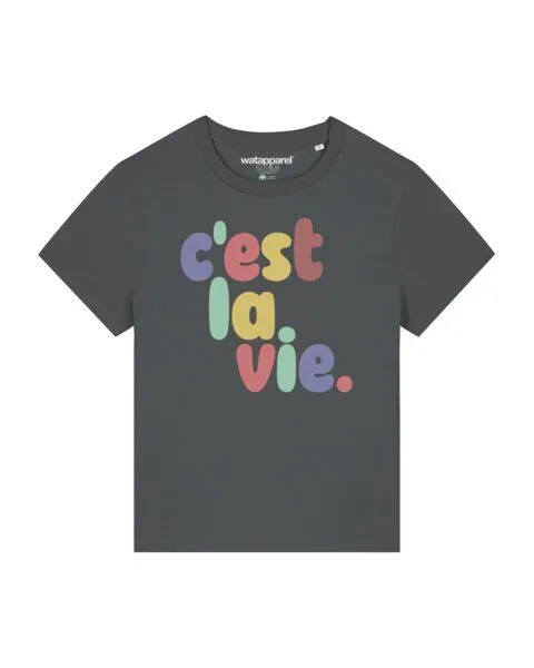 watapparel watapparel T-Shirt Frauen c'est la vie, Anthracite, – Produktbild 1 von 3