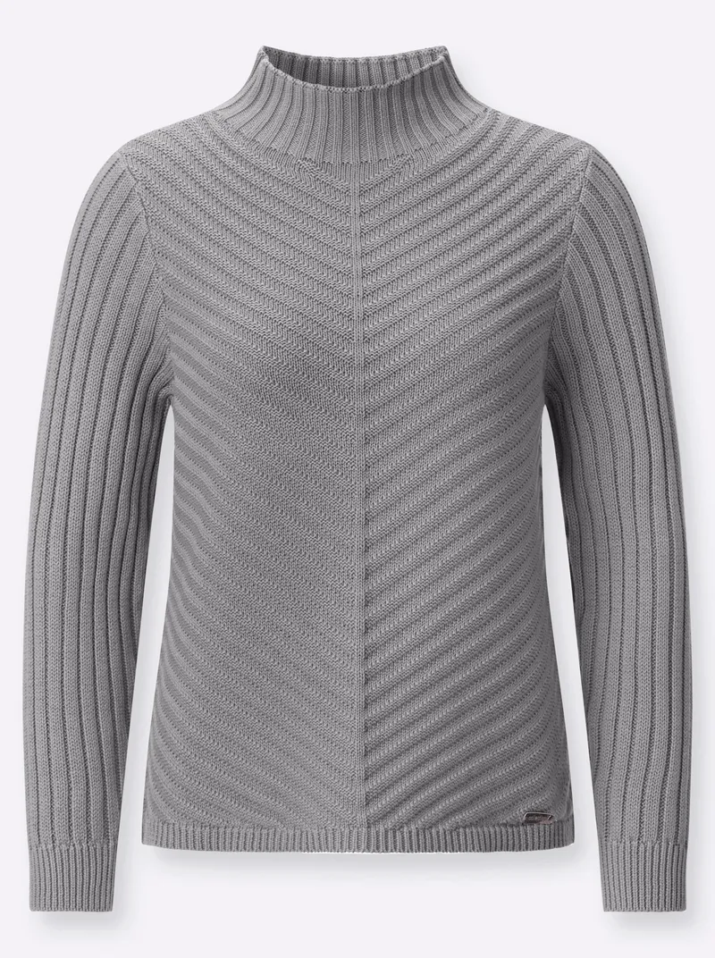 Witt Witt Stehkragenpullover steingrau-meliert, Steingrau-meliert, – Produktbild 2 von 2