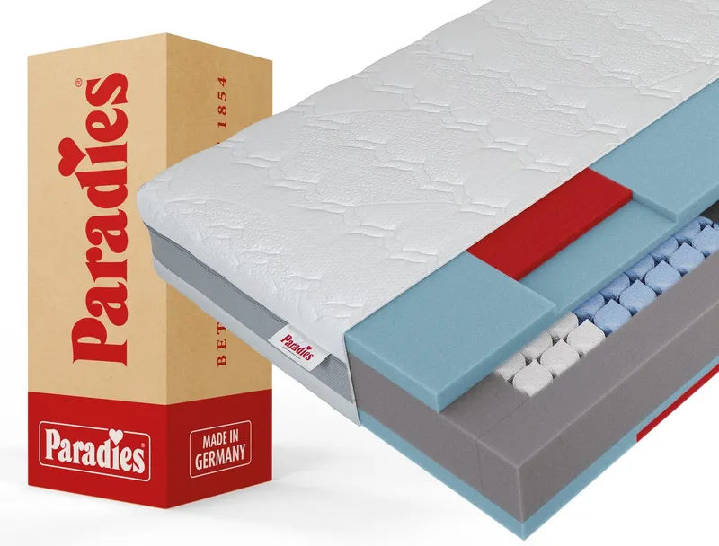 Paradies Taschenfederkernmatratze Paradies Prolife Strong XXL Version des Testsiegers*, Paradies, 22 cm hoch, Kaltschaumversion Note GUT (2,2), getestet in 90x200 cm, Härtegrad 3, Weiß, – Produktbild 2 von 5