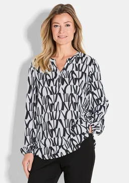 Goldner Druckbluse mit Tunikaausschnitt - schwarz / weiß / gemustert - Gr. 40 von Goldner Fashion – Produktbild 1 von 1