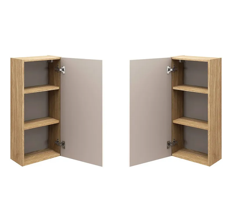 Lomadox Hängeschrank OLUO-56-BEIGE Wandschrank Badschrank, Eiche mit beige, 3D-Struktur, Braun, – Produktbild 4 von 4