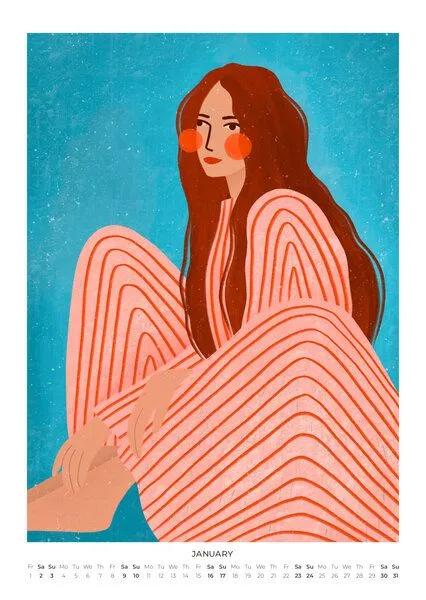 Photocircle Photocircle Modern Muse Wandkalender 2027 – Feminine Fashion Illustrationen & moderne Kunst – Produktbild 4 von 4