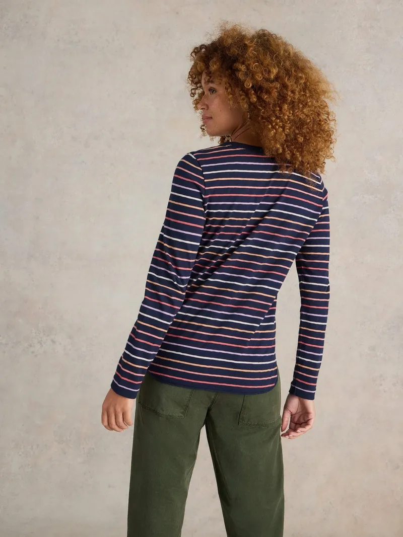 White Stuff Gestreiftes Langarmshirt Clara - 34, Marineblau multi, – Produktbild 4 von 4