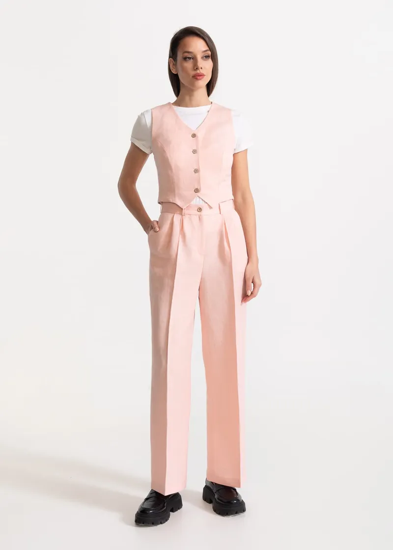 De IONESCU De IONESCU Damen vegan Hose Figa Leinen, Rosa, – Produktbild 1 von 2
