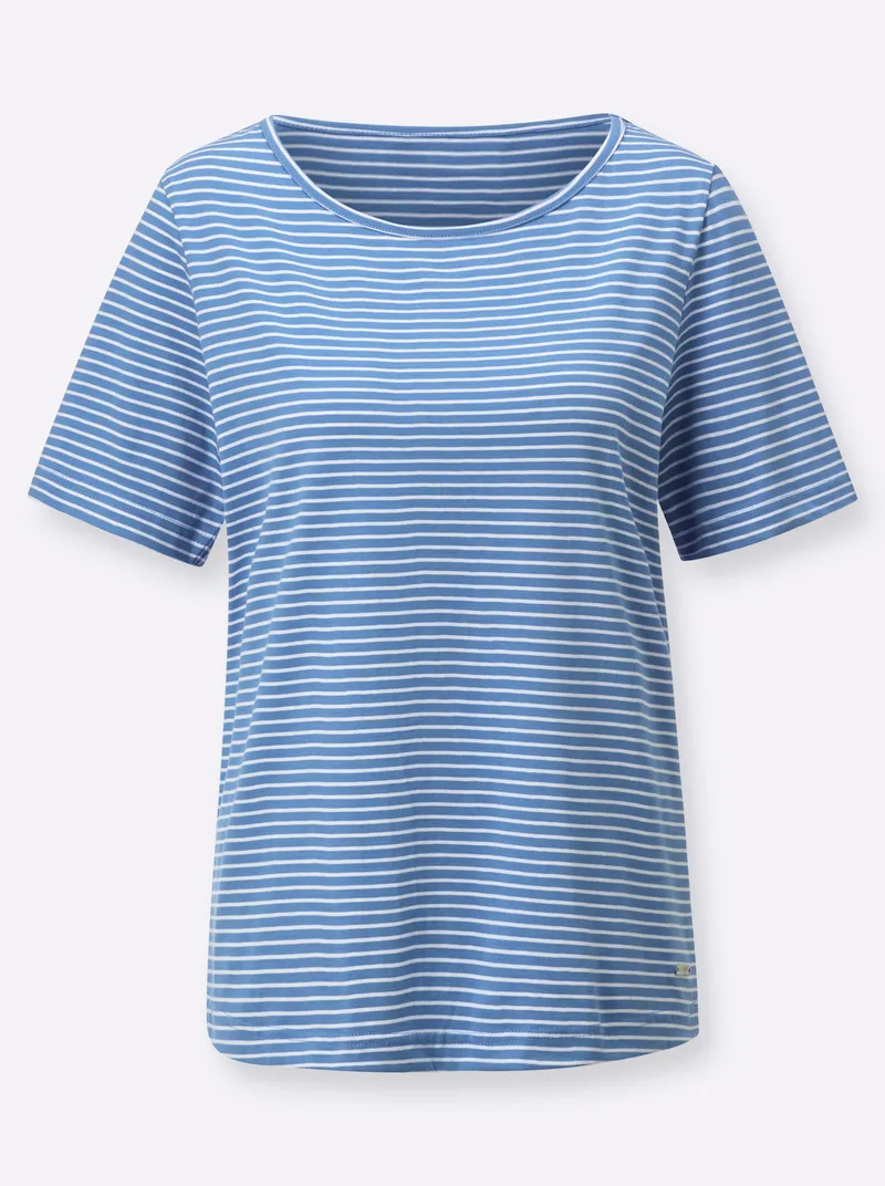 Witt Ringelshirt mittelblau-ecru-geringelt, Mittelblau-ecru-geringelt, – Produktbild 1 von 2