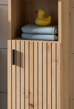 Inn.Furn Badkommode Livia (Badschrank in Eiche Artisan mit Leistenoptik, 30 x 95 cm), Türanschlag wechselbar – Produktbild 1 von 1