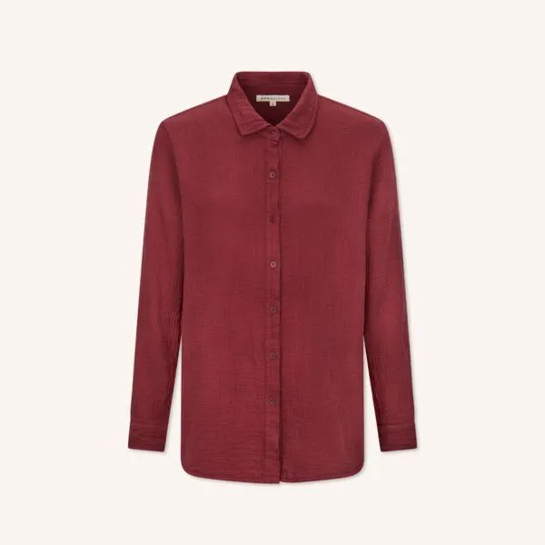 NORDLICHT NORDLICHT Damen Musselin Bluse aus 100% Bio-Baumwolle FENJA, Rot, – Produktbild 2 von 4