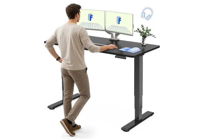 Flexispot Flexispot Schreibtisch Elektrisch Höhenverstellbarer Schreibtisch EC5 LITE mit Dualmotor (25MM einteiliger Tischplatte & 3-fach Teleskop, 4 Speicherhöhen & Antikollisionssystem), 120x80/140x80/160x80/180x80, Schwarz | schwarz, – Produktbild 1 von 5