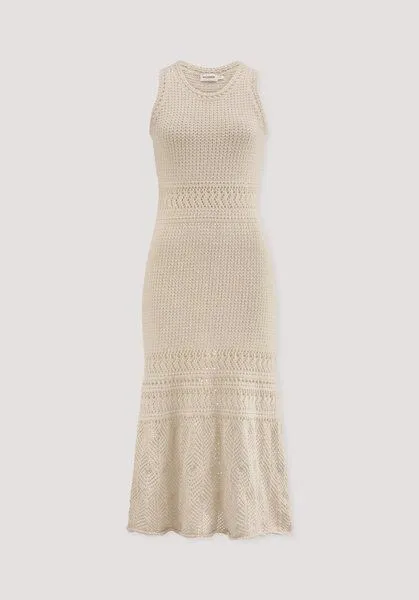 hessnatur hessnatur Ajour Strick Kleid Midi Fitted aus reiner Bio-Baumwolle, Cocos, – Produktbild 4 von 4