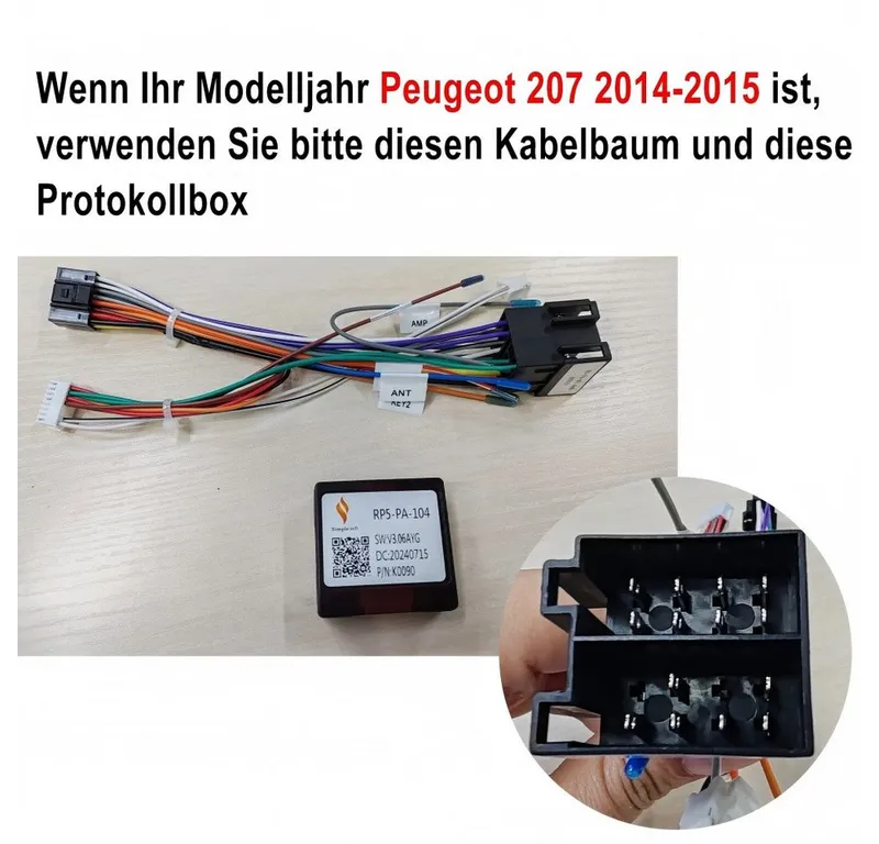 ESSGOO Für Peugeot 207 2006-2015 Android 15.0 Autoradio Navigationsgerät (Apple Carplay Android Auto GPS Navi WIFI BT SWC), Schwarz, – Produktbild 4 von 5