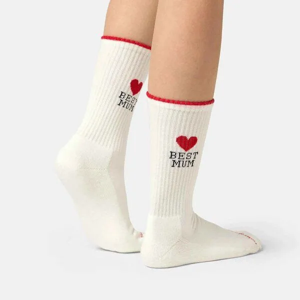 Natural Vibes Natural Vibes Best Mum | Bio GOTS | Geschenkset Beste Mama | Bestickte Tennissocken | Herren Damen Socken | Muttertag – Produktbild 4 von 4