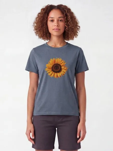 watapparel watapparel T-Shirt Frauen Sonnenblume, Blue grey, – Produktbild 2 von 2