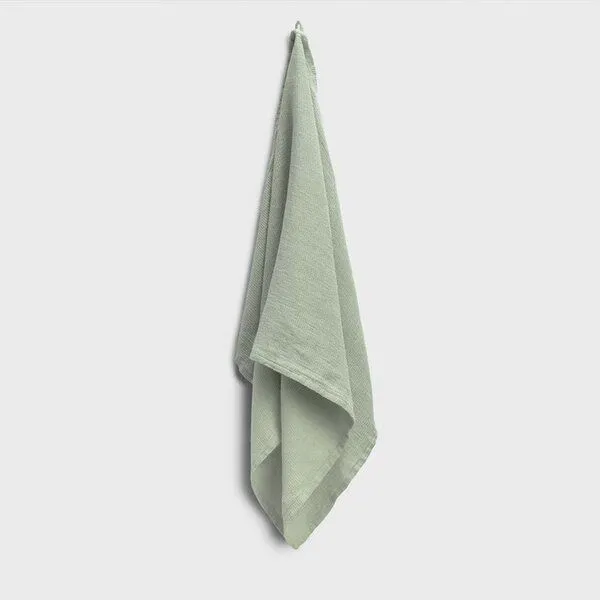 Yumeko Handtuch Waffel - 1 Stk. "Yumeko" aus Gewaschenes Leinen, Misty green, – Produktbild 2 von 4