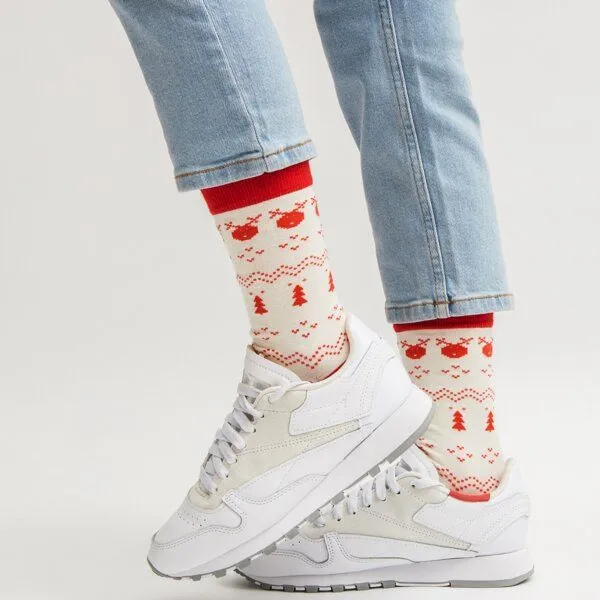 Natural Vibes Natural Vibes Cozy Xmas | Bunte Socken | Bio GOTS | Herren Damen Socken | Weihnachten, Weiss, – Produktbild 2 von 3