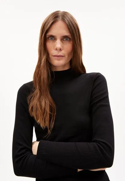 ARMEDANGELS ARMEDANGELS FATIMAARA Damen Ripp-Longsleeve Slim Fit aus Bio-Baumwoll Mix, Black, – Produktbild 3 von 4