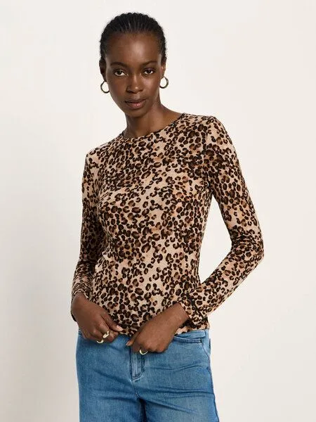 LANIUS LANIUS Langarmshirt aus TENCEL Lyocell, Print leo, – Produktbild 1 von 4