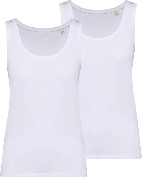 YTWOO YTWOO 2er Pack Damen Tank Top aus 100% Bio-Baumwolle, Weiß, – Produktbild 1 von 4