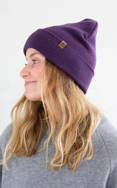 Kopyto Kopyto WOLF - Glatte Zweilagige Beanie Mütze aus 100% RWS-Merinowolle, Violet, – Produktbild 4 von 6