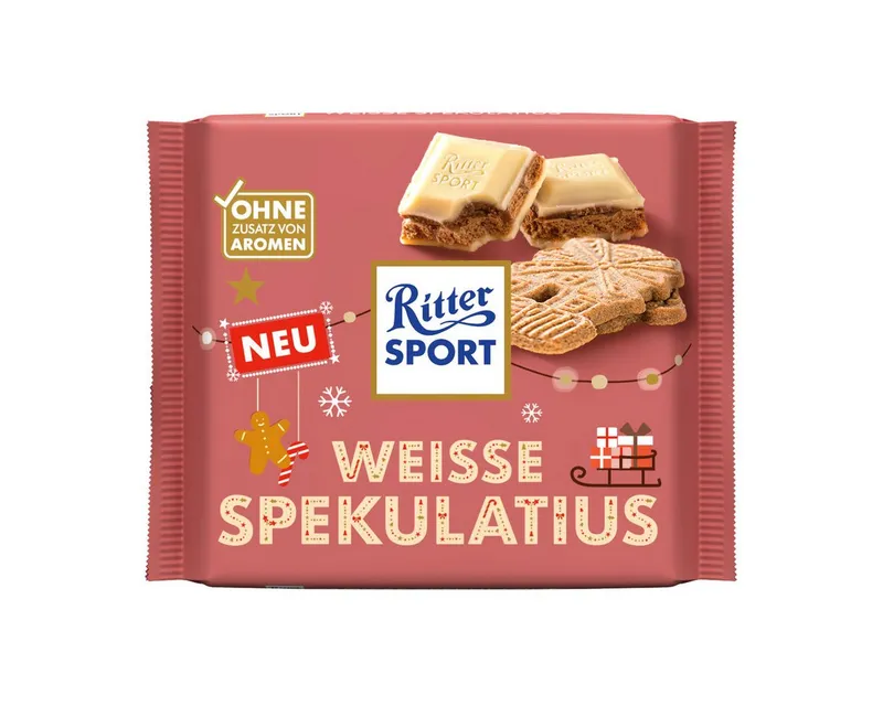 Ritter Sport Ritter Sport Schokolade, Ritter Sport Weisse Spekulatius gefüllte weiße Schokolade Packung 100g – Produktbild 2 von 3