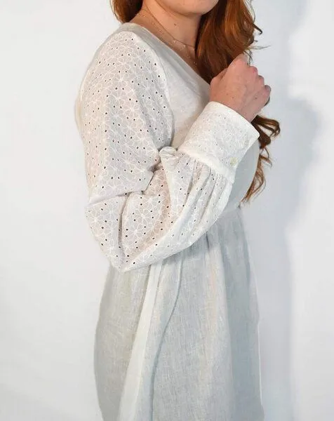 Aatise Aatise Zomi Kleid mit elastischer Taille, weiss, Langarm, Weiß, – Produktbild 2 von 4