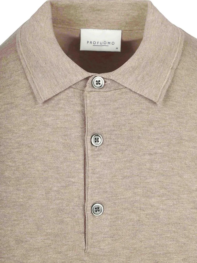 Profuomo Profuomo Gestricktes Poloshirt Beige - Größe M, Beige, – Produktbild 3 von 5