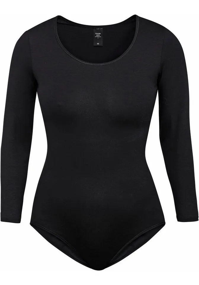 CALIDA CALIDA Body Natural Comfort 3/4-Arm, elastisch, Single Jersey, weich, Rundhals-Ausschnitt, Schwarz, – Produktbild 3 von 5