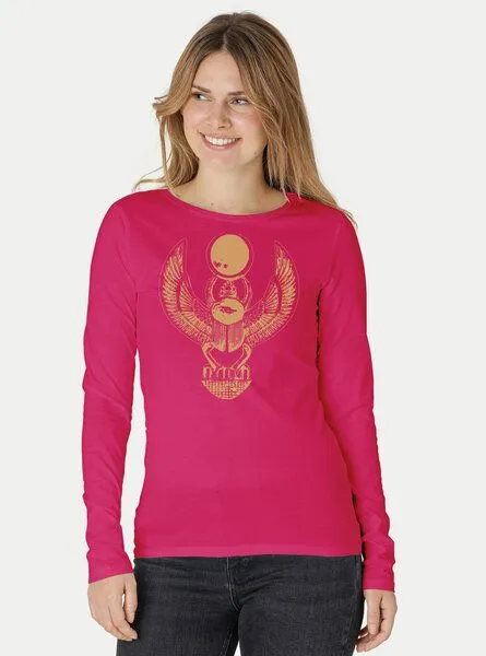 Peaces.bio - handbedruckte Biomode Peaces.bio - handbedruckte Biomode Damen Langarmshirt Cheper, Pink, – Produktbild 2 von 2