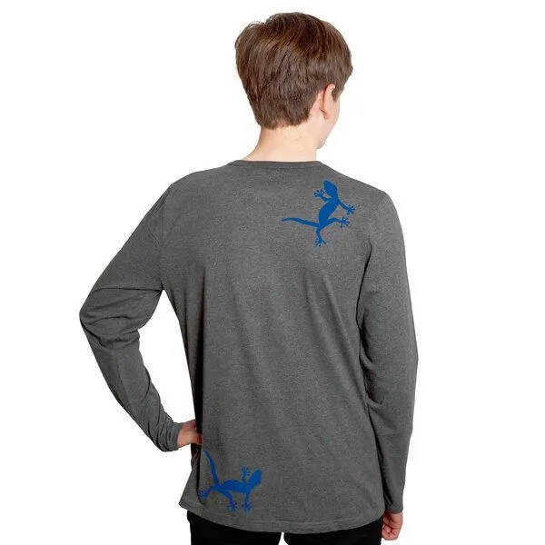 HANDGEDRUCKT HANDGEDRUCKT "Geckos" Männer Longsleeve, Grau, – Produktbild 3 von 3