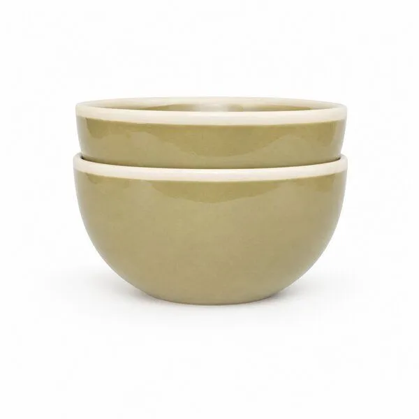 Good To Give Good To Give Keramik Schalen Set aus Steingut, 2er Geschirrset | Schüssel & Bowl für Müsli, Suppe und Ramen | hochgebrannt, Birnengrün – Produktbild 1 von 4