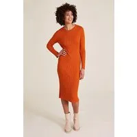 Tranquillo tranquillo Damen-Maxi-Kleid mit Struktur, dark peach, Gr. M – Produktbild 1 von 1
