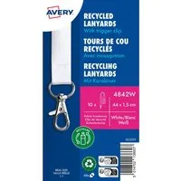 Avery Zweckform Avery Zweckform 10 Lanyards aus Recyclingkunststoff 440 x 15 mm, weiß – Produktbild 1 von 1