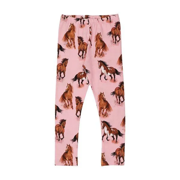Walkiddy Walkiddy Leggings Rosa Pferde-Print Allover Bio-Baumwolle GOTS elastisch – Produktbild 2 von 2