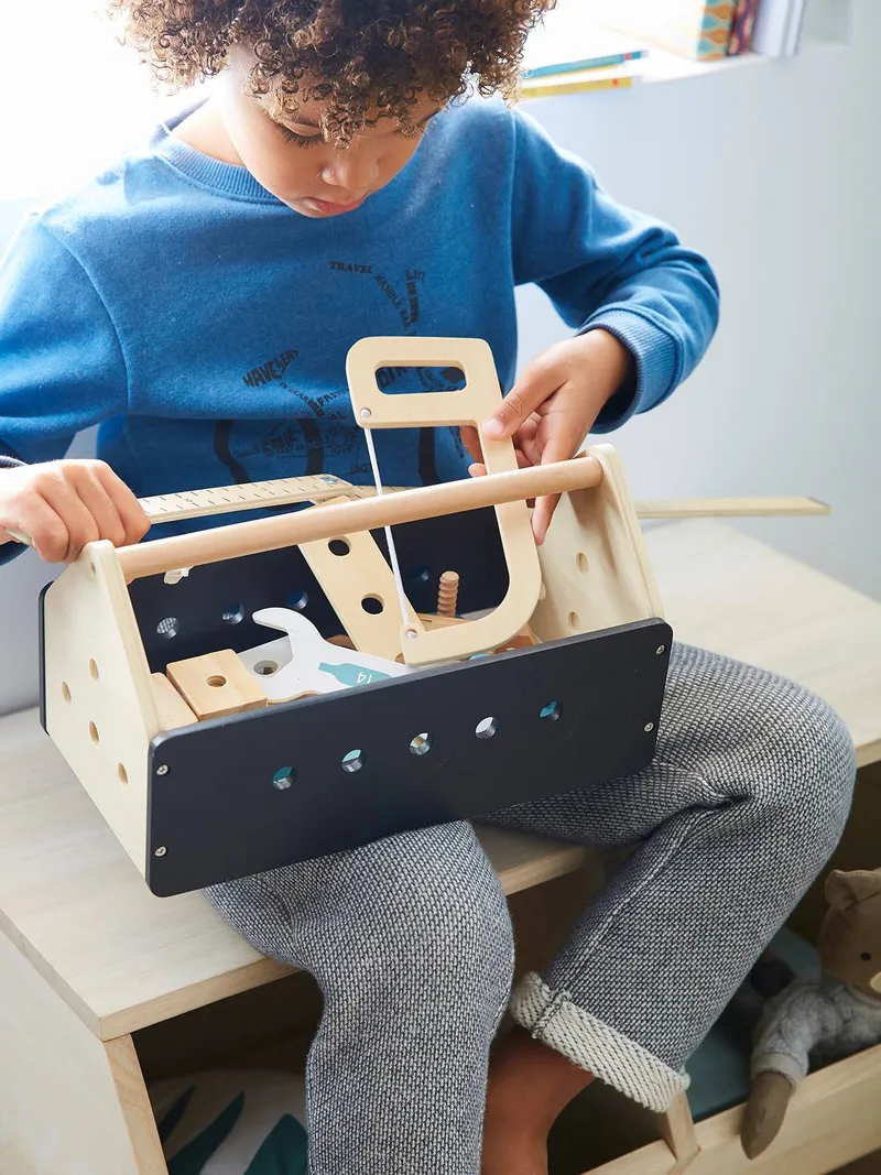 Vertbaudet Vertbaudet Kinder Spiel-Werkzeugkasten, Schwarz/braun, – Produktbild 2 von 4