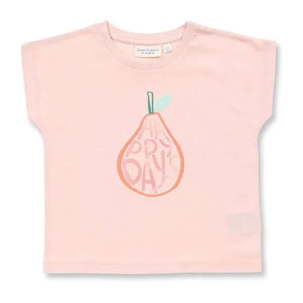 Sense Organics Sense Organics T-Shirt für Mädchen mit Birnendruck, Modell DORA, Birnendruck auf hellrosa, – Produktbild 1 von 4
