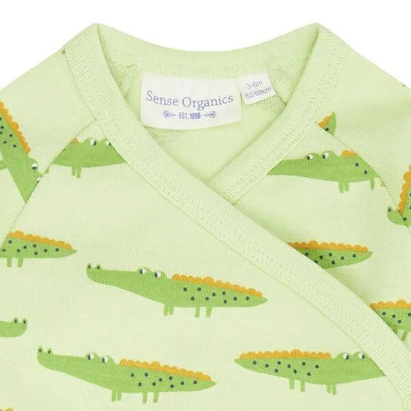 Sense Organics sense-organics Baby Wickelbody *Kroko grün*/*Kakadu pink* Gots & Fair Trade I Sense Organics, Grün, – Produktbild 2 von 3