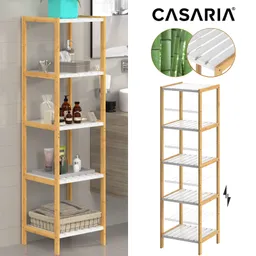 Casaria® Standregal Bambus Weiß 140x33x34cm – Produktbild 1 von 1