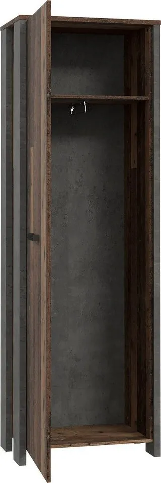 FORTE Garderobenschrank Clif Höhe ca. 200 cm, Braun|grau, – Produktbild 4 von 5