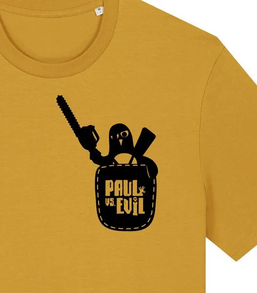 päfjes päfjes Pinguin Paul vs. Evil - Fair Wear Männer Bio T-Shirt, Gelb (ochre), – Produktbild 2 von 4