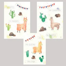 Fines Papeterie Fines Papeterie Sticker 3er Set LAMA Din A5 Aufkleber Bögen Alpaka Motive – Produktbild 1 von 1